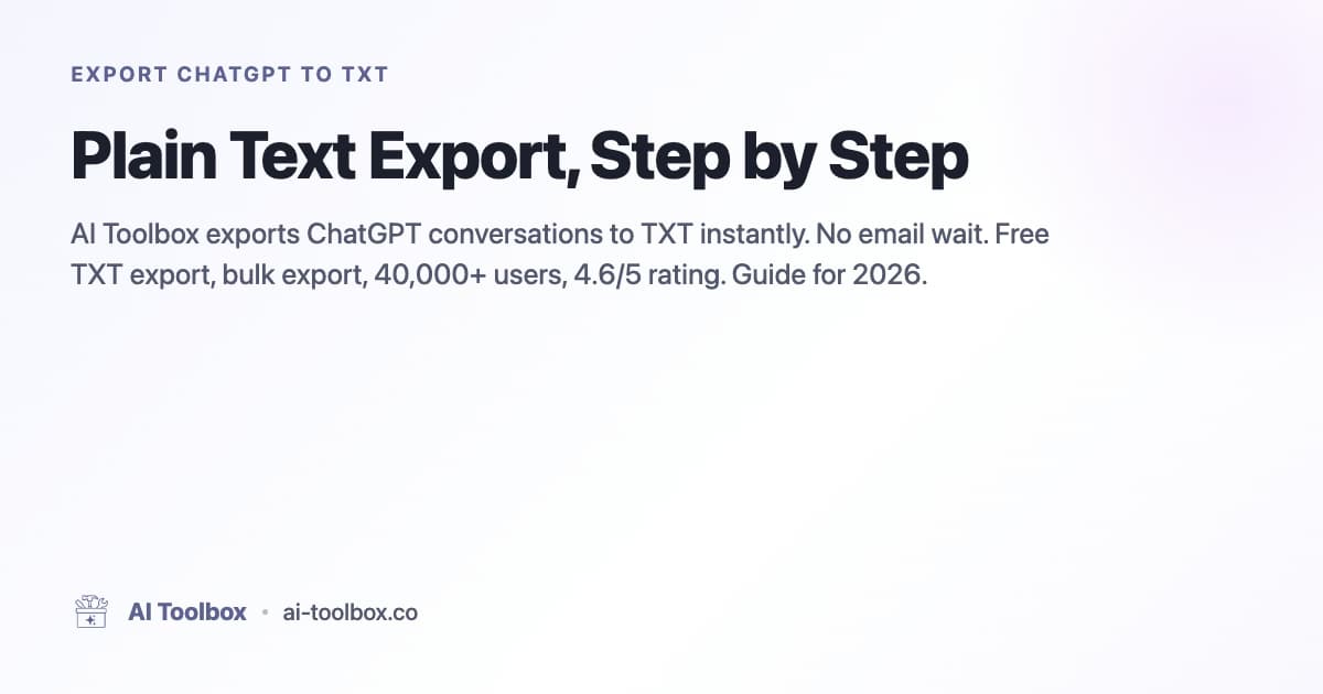 Clean interface showing ChatGPT conversation being exported to readable TXT format with print and share icons