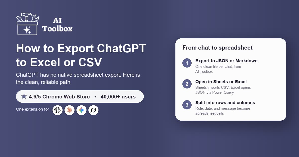 Export ChatGPT to Excel or CSV with AI Toolbox, 2026