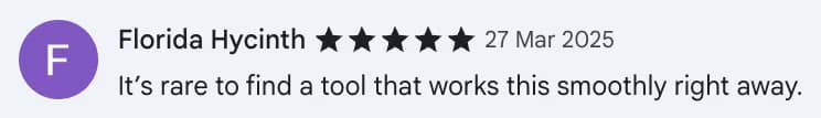 Chrome Web Store review by Florida Hycinth: It's rare to find a tool that works this smoothly right away.