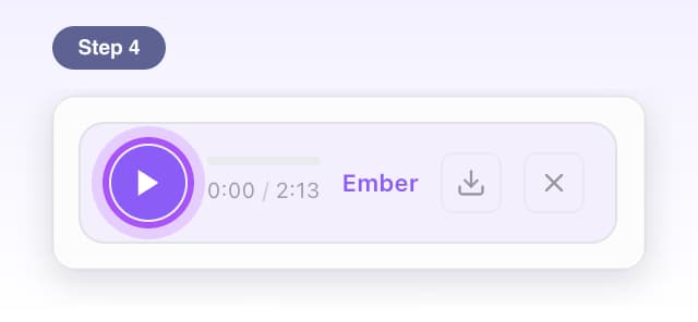 The audio player under the answer with the Ember voice and the Play button highlighted