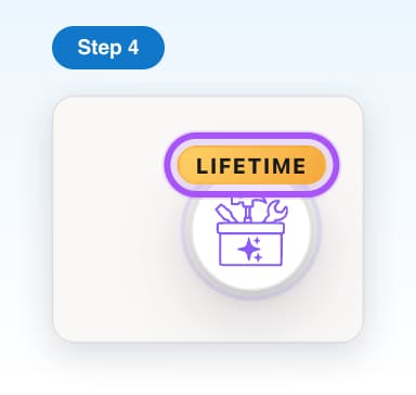 The round AI Toolbox button on grok.com with its plan label, LIFETIME, highlighted above it