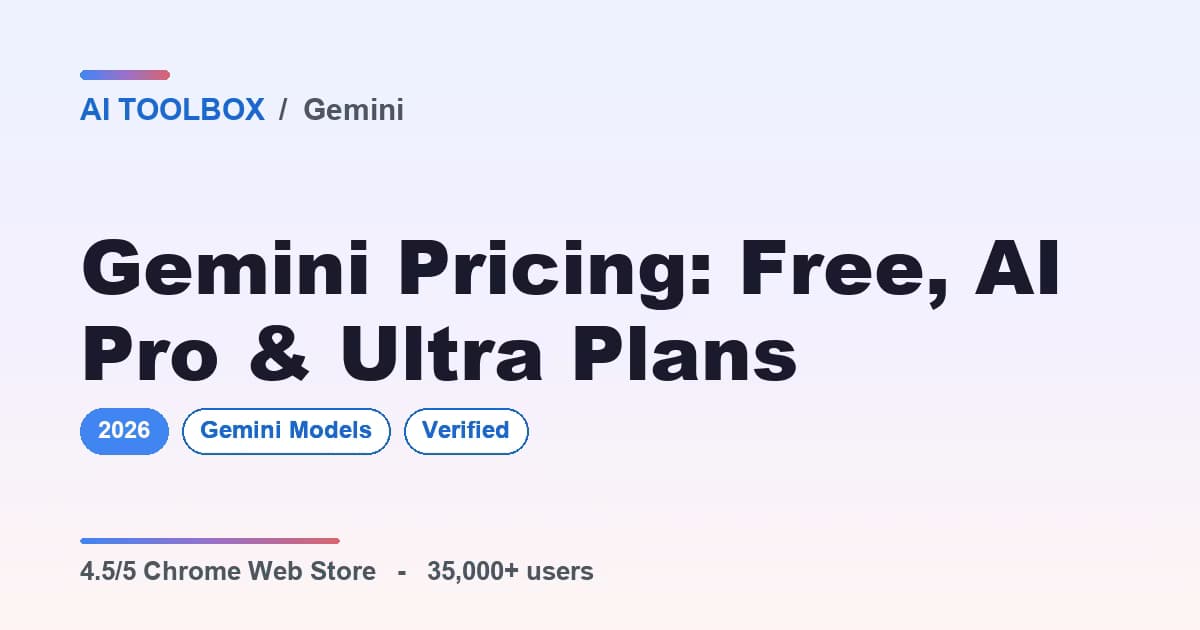 Google Gemini pricing plans for 2026: Free, AI Pro, and AI Ultra tiers compared