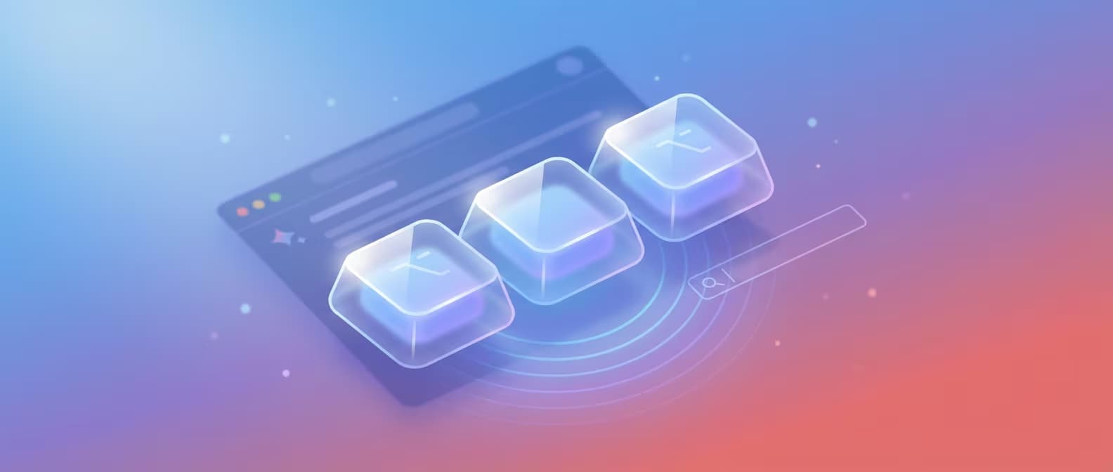 Cmd Shift F keyboard shortcut opening the Gemini Toolbox search popup on a Google Gemini page