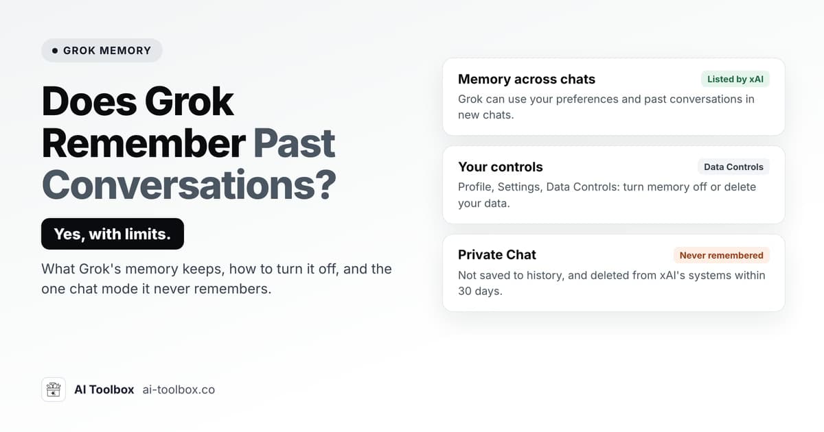 Does Grok remember past conversations: memory across chats, Data Controls, and Private Chat never remembered