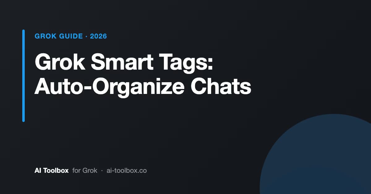 AI Toolbox Smart Tags panel on Grok showing conversations auto-labeled with color-coded tags