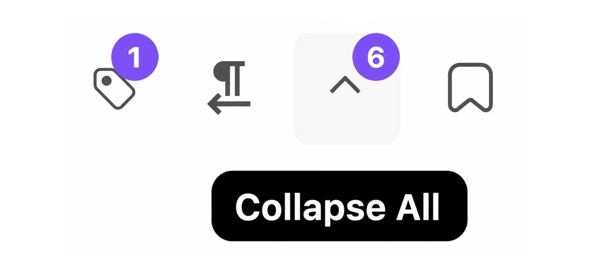 Collapse All control in the toolbar with a count of collapsible messages