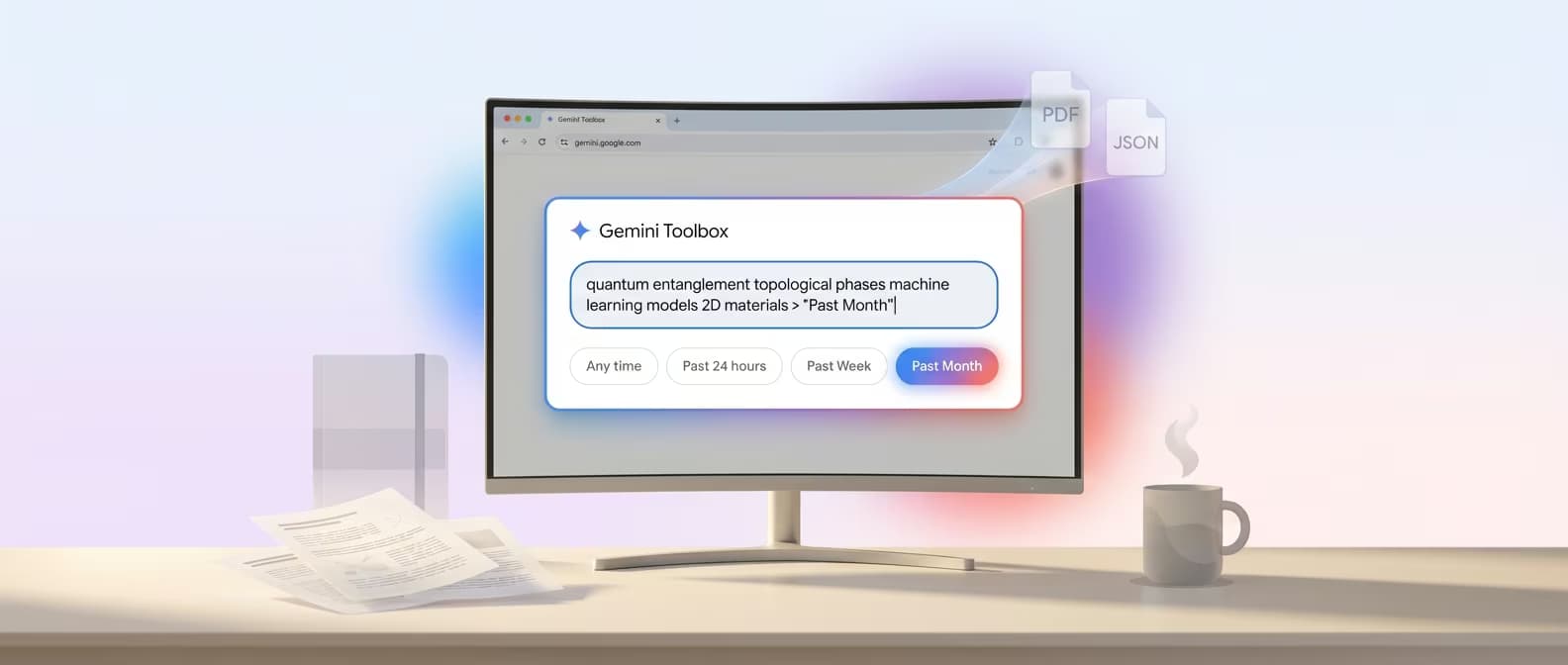Researcher using Gemini Toolbox to search hundreds of Gemini conversations for literature review